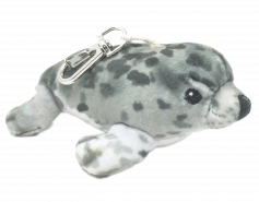 small plush harbor seal keychain
