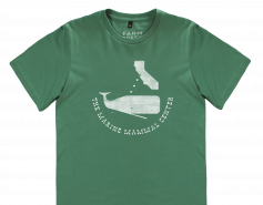green short-sleeve t-shirt with a whale and the state of California with the words The Marine Mammal Center