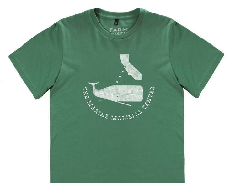 light blue tank with whale design and The Marine Mammal Center text