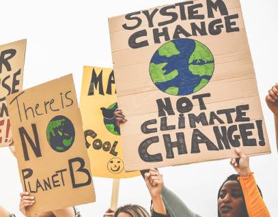 young people protesting about climate change