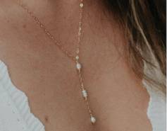 Dainty Pearl Lariat Necklace